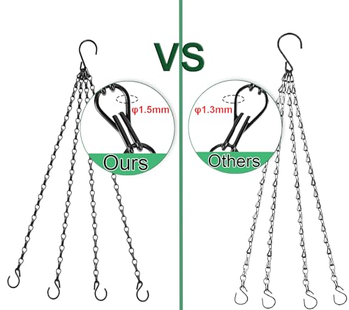 Heybe Hanging Baskets Chains 16 Inches 4 Leads Hanging Chains with S Hooks, Flower Pot Hanger Replacement Plant Hangers for Planters and Lanterns, Pack of 3 - size: 16 Inch