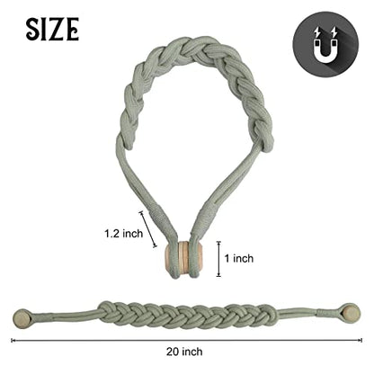 BEL AVENIR Curtain Tiebacks Magnetic 2 Pack Woven Drapery Holdback - color: Silver Grey -2pack