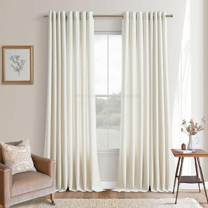 Natural Linen Extra Long Grommet Curtains 120 Inch Length 2 Panels Set - color: Natural, size: 52"W x 120"L (Pack of 2)