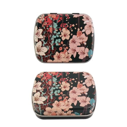 4pcs Black Peach Blossom Empty Hinged Tin Box Metal Storage Box - color: Black Peach Blossom