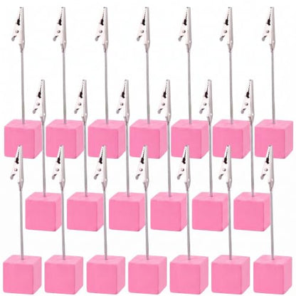 20 Pcs Cube Base Memo Clip Holder with Alligator Clip, Pink - color: Pink