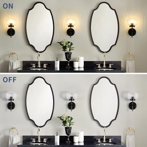 Battery Operated Wall Sconces Set of Two Rechargeable Battery Powered Gold Wall Light Fixtures with Remote Control Globe Glass Dimmable for Living Room Bedroom Mirror Hallway (2 Pack) - color: Black