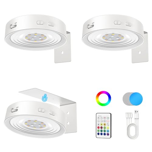 Picture Lights for Wall, Rechargeable Battery Magnetic Wall Lights with 3 Color Temps and 12 RGB, Picture Light with Remote, Dimmable and Timer, Decor Light for Painting/Frame/Art Display - color: White