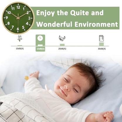 HIPPIH 10 Inch Wall Clock, 2Pack Silent Non Ticking Battery Operated Clocks - color: Green, size: 10 inches