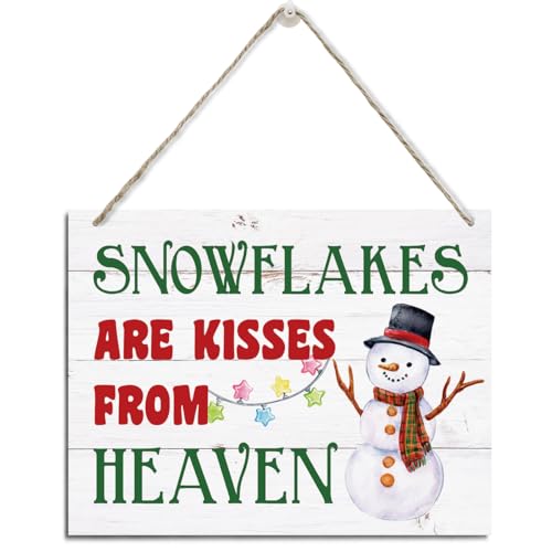 Winter Decor, Christmas Wall Art, Rustic Hanging Wood Plaque Sign, Snow Winter Sign, Christian Christmas Decoration, Snowman Decoration, Snow Lover Gift, Snowflakes are Kisses From Heaven Signs - color: Style 14