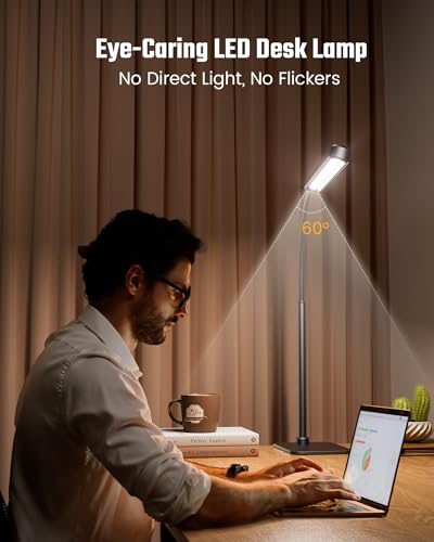 SUPERDANNY Eye-Caring LED Desk Lamp Work Lamp Office Lamp with Base - color: Black, size: Base Stand