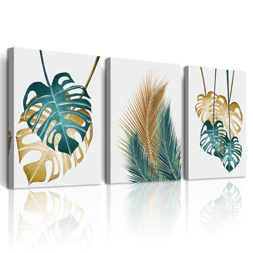 DZRWUBHS Large Framed Wall Art For Living Room Abstract Wall Decoration Art For Bedroom Kitchen Decor Leaves Wall Painting Modern Wall Pictures Artwork Office Canvas Prints Dining Room Home Decor - color: Abstract Leaves Paintings, size: 20x28inches*3pcs