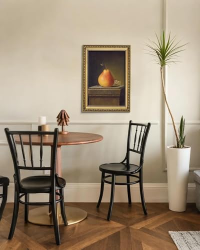 AIMAILON Framed Autumn Pear Insect Picture, American Country Style 16x24 - color: Pear and Butterfly, size: 24"L x 16"W