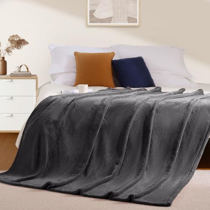BEAUTEX Fleece Blanket Twin Size Soft Flannel Throw Lightweight Fuzzy - color: Graphite, size: Twin