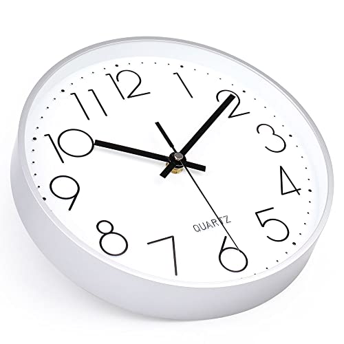 jomparis 10 Inch Silver Wall Clock Battery Operated Silent & Non-Ticking Wall Clock for Home Office Bathroom - color: 1 Pack - Silver, size: 10 Inch
