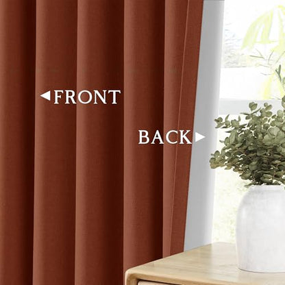 ChrisDown Terracotta Blackout Curtains 45 Inches Long 2 Panels for Bedroom - color: Terracotta, size: 52"W x 45"L (Pack of 2)