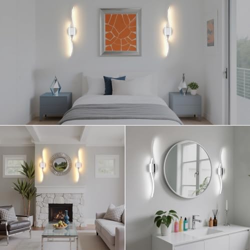 Battery Operated Wall Sconce, Silver LED Battery Wall Light dimming with Remote Control, 31.4Inch Rechargeable Chrome Wireless Wall Lights for Living Room, Bedroom, and Stairs Wall Sconces (2 Pack) - color: Chrome, size: 31.4 inch