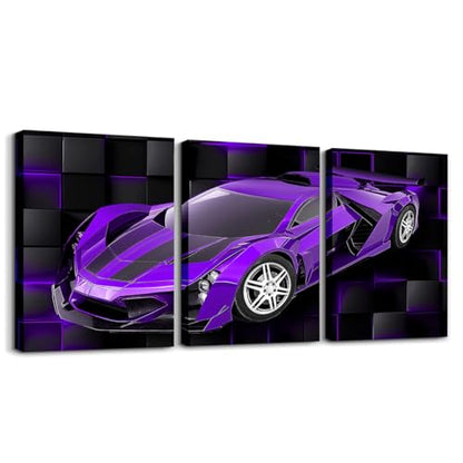 Feelyou Race Car Wall Art 12" x 16" x 3 - color: Violet