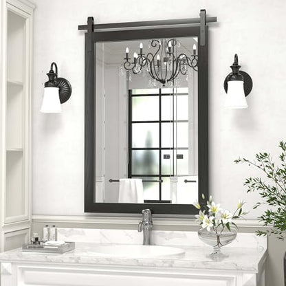 PAIHOME Black Farmhouse Bathroom Vanity Mirror 24" x 36" - color: Black, size: 36"L x 24"W