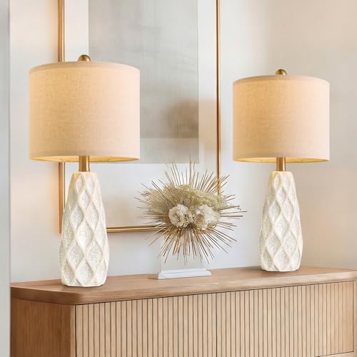 Small Table Lamps Set of 2 for Living Room, 20.25" White Bedside Boho Lamps - color: White, size: Small - 20.75''