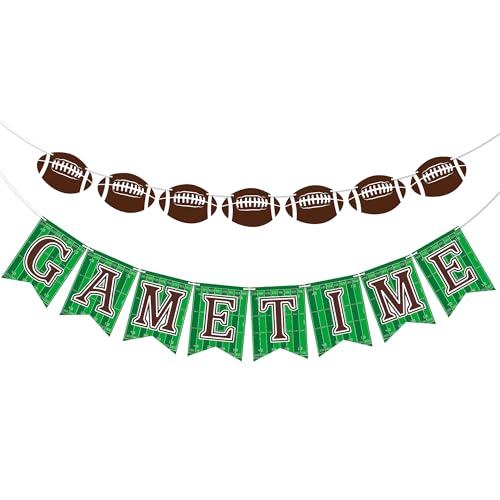 OHOME Football Party Decorations - Football Banner for Super Games Bowl - Hanging Party Favors Supplies for Indoor Home | Football Accessories Decor Backdrop for Birthday Party - color: Green Brown