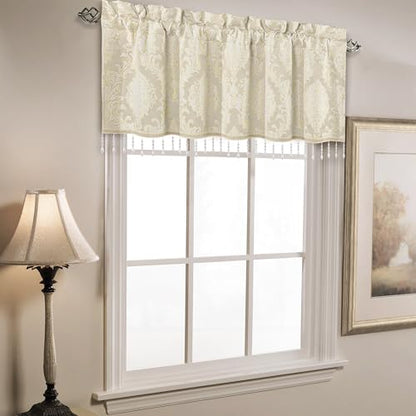 Loom and Mill Elegant Damask Valances for Windows, Apricot Beige, 54"x18" - color: Alps-apricot Beige