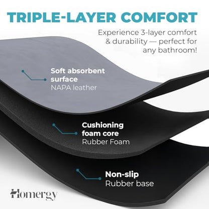 Homergy Bath Mat for Bathroom Non Slip, Quick Dry, 16x24 in, Grey - color: Gray, size: 16" x 24"