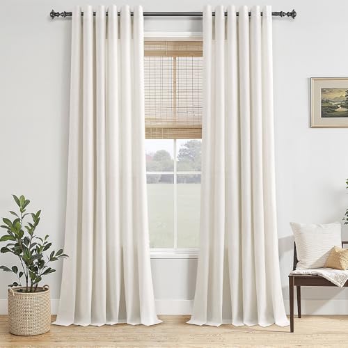 Jowels Natural Linen Grommet Curtains 84 Inch Long 2 Panels for Living Room - color: Natural, size: 40"W x 84"L (Pack of 2)