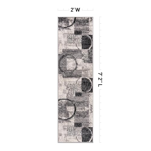 Rugshop Circle Design Contemporary Non-Shedding Runner Rug Cream 2' x 7'2" - color: Cream, size: 2' x 7'2" (Runner)