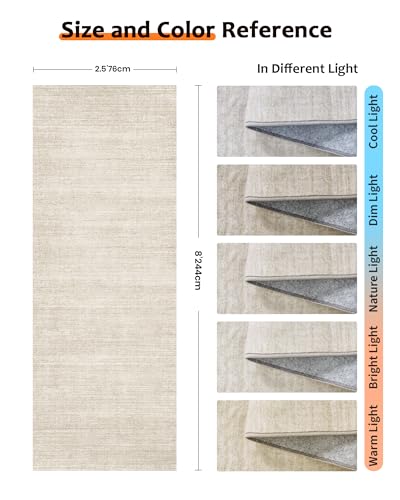Washable Runner Rug Non Slip, 2'6"x8 Runners for Hallways, Beige - color: Stripe-beige, size: 2'6" x 8' (Runner)