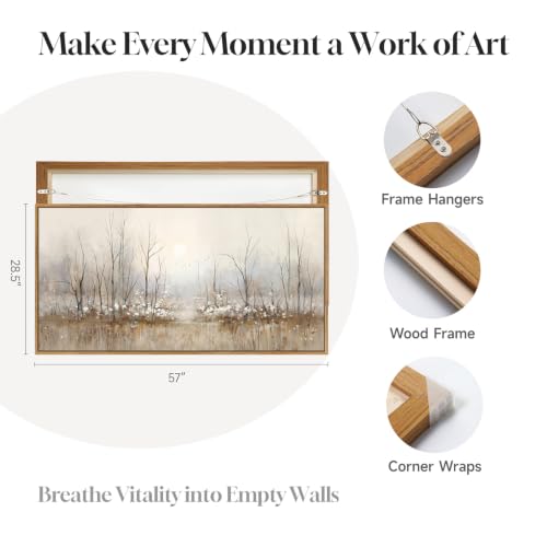 Large Framed Neutral Abstract Landscape Wall Art for Living Room, 60x30 In - color: Beige Brown