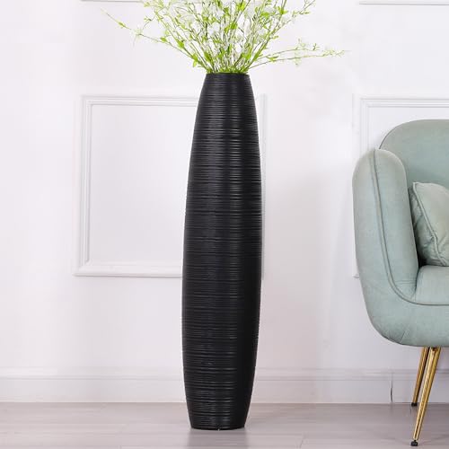 Leewadee Decorative Tall Floor Vase for Living Room Decor, 34 inches, Black, Resin - color: Black, size: 34 inches