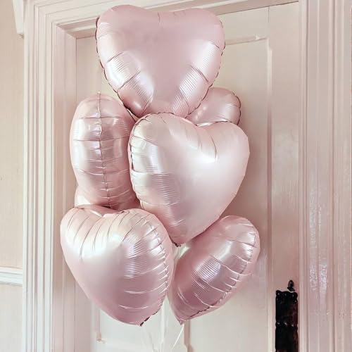 Baby Pink Heart Foil Balloons,12Pcs 18Inch Heart Shaped Balloons - color: Baby Pink
