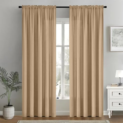 MIULEE Brown Semi Sheer Privacy Curtains Drapes 2 Panels 52W x 72L - color: Brown, size: 52"W x 72"L (Pack of 2)