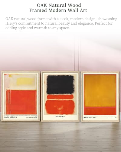 iHery 12x16in Natural OAK Wood Framed Black Orange Abstract Wall Art - color: OAK Framed Rothko 1968, size: 16"L x 12"W