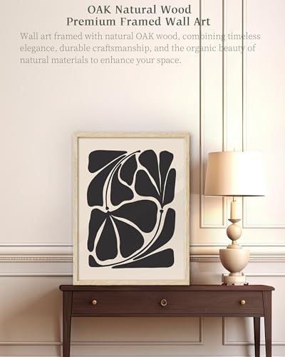 iHery 12x16in Black Beige Botanical Framed Abstract Wall Art - color: OAK Framed Plant, size: 16"L x 12"W