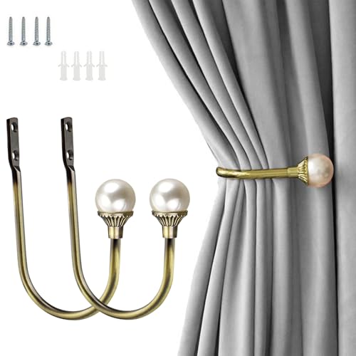 COCIVIVRE 2 Pack Curtain Holdbacks Wall Mounted Curtain Tiebacks Hooks - color: Antique Brass, size: 2 Pack