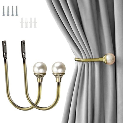 COCIVIVRE 2 Pack Curtain Holdbacks Wall Mounted Curtain Tiebacks Hooks - color: Antique Brass, size: 2 Pack