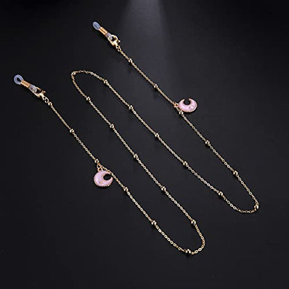 LIKGREAT Eyeglass Chain for Women Face Mask Link Chains Sunglass Strap Holder KC Gold Plated - color: Moon