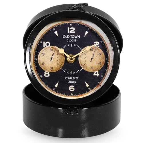 Vintage Jewel Box Table Clock, Black