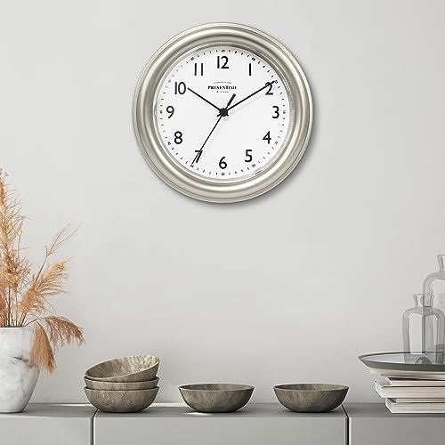 Presentime 8.5" Modern Farmhouse Essential Wall Clock - color: Morning Silver