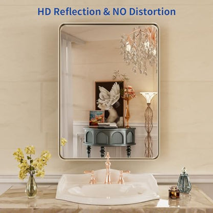 WEER Bathroom Vanity Mirror Brushed Nickel 22X30 Inch - color: Brushed Nickel, size: 22"L x 30"W