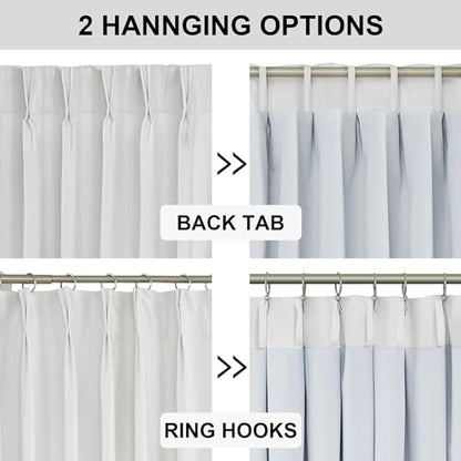 Vision Home White Pinch Pleated Full Blackout Curtains Thermal Insulated Window Curtains 72 inch for Living Room Bedroom Room Darkening Pinch Pleat Drapes with Hooks Back Tab 2 Panel 40" Wx72 L - color: White, size: 40"W x 72"L (Pack of 2)