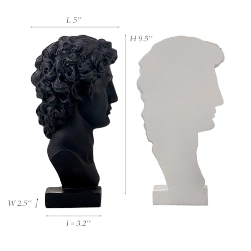 Lukitas David Decorative Bookends, Half-and-Half Book Ends, B&W‌ 9.5'' - color: David - Bk&wh