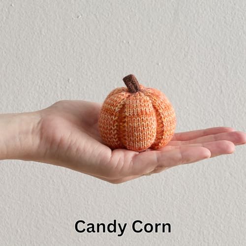 Set of 5 Mini Knit Pumpkins, Sunset Orange Gold Rust (Sunset 2.5 Inch Set) - color: Sunset Set 5