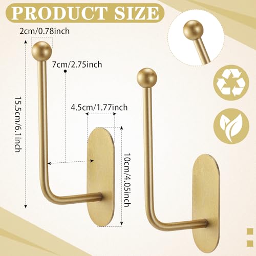 CroBlissful 2 Pcs Adhesive Curtain Holdbacks No Drill Window Hook,Gold - color: Gold