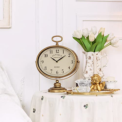 NIKKY HOME Mantel Clock, Gold Vintage Table Clock Silent-Non-Ticking