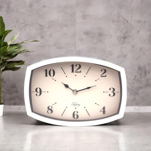 Small Wall Clock Silent Retro Rectangular Clock White Rectangle - color: White