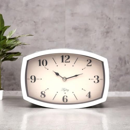 Small Wall Clock Silent Retro Rectangular Clock White Rectangle - color: White