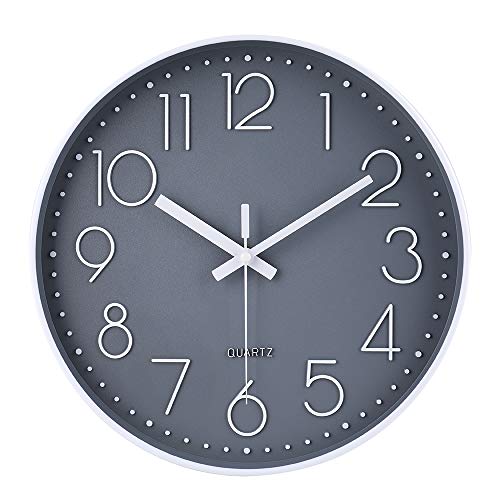 jomparis 13 1/2 Inches Gray Wall Clock Silent Battery Operated Wall Clock Modern Simple Style Decor Clock - color: 1 Pack - Gray, size: 13.5 Inch