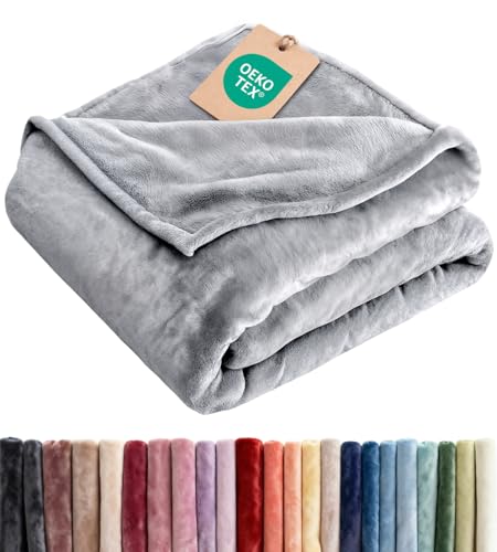 Fleece Blanket Kids Size - Ultra-Soft Warm Flannel Fleece Blanket - Grey - color: 06 - Grey, size: Kids (43" x 55")