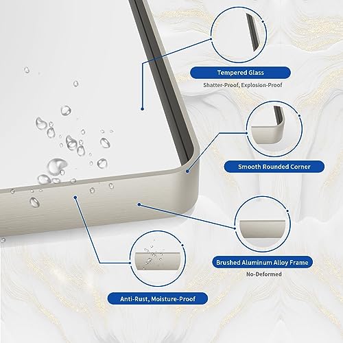 WEER Bathroom Vanity Mirror Brushed Nickel 36X36 Inch - color: Brushed Nickel, size: 36"L x 36"W