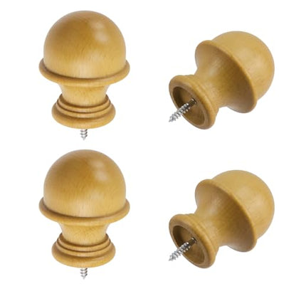 T Tulead Wood Curtain Rod Holders, Curtain Rod Finials, 4PCS - color: Wood-4pcs