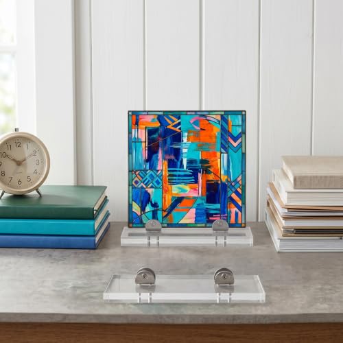6 Pcs Small Acrylic Adjustable Glass Display Stand Adjustable Glass Display Stands for Aartwork Stained Ceramic Tiles Plaques for Picture Collectibles Office Trade Show Home