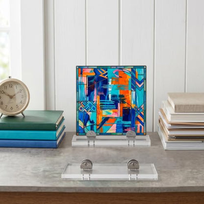 6 Pcs Small Acrylic Adjustable Glass Display Stand Adjustable Glass Display Stands for Aartwork Stained Ceramic Tiles Plaques for Picture Collectibles Office Trade Show Home